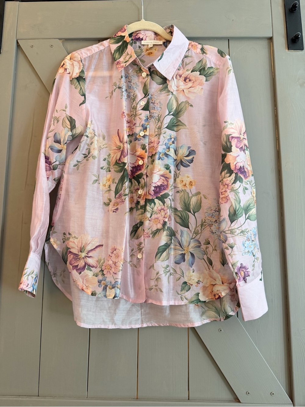Woman’s Pink Floral Button-Down Shirt